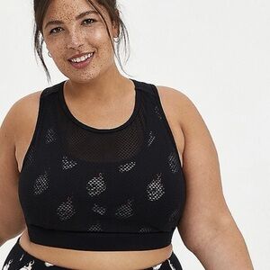 Torrid Sz 3 Black High-Neck Mesh Sports Bralette